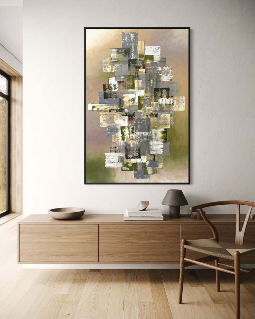 Mező, 90x130 cm, absztrakt, egyedi festmény 01