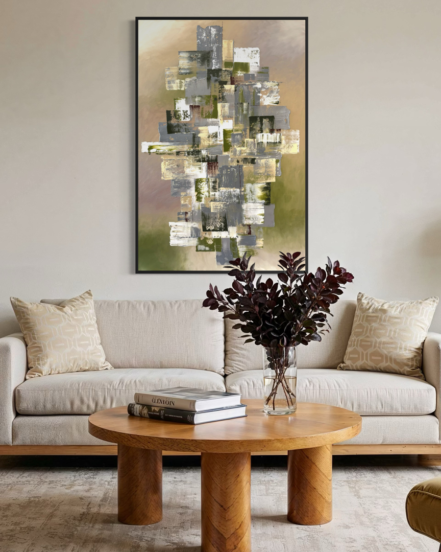 Mező, 90x130 cm, absztrakt, egyedi festmény 02