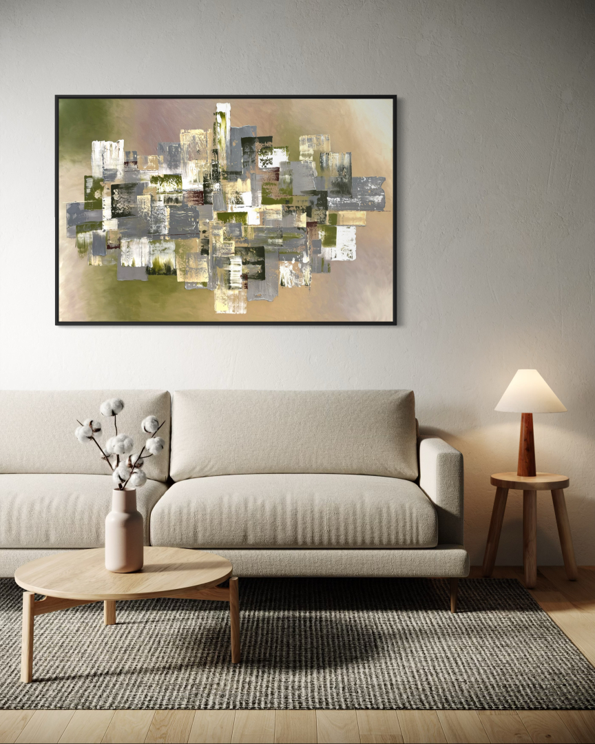 Mező, 90x130 cm, absztrakt, egyedi festmény 03