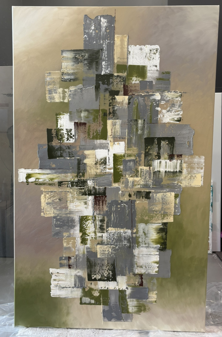Mező, 90x130 cm, absztrakt, egyedi festmény 06